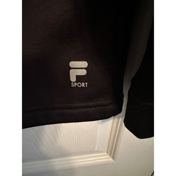 Mens FILA 1/4 Zip Black Lime Green & Reflective Accents Long Sleeve Blend SZ M - Picture 5 of 11